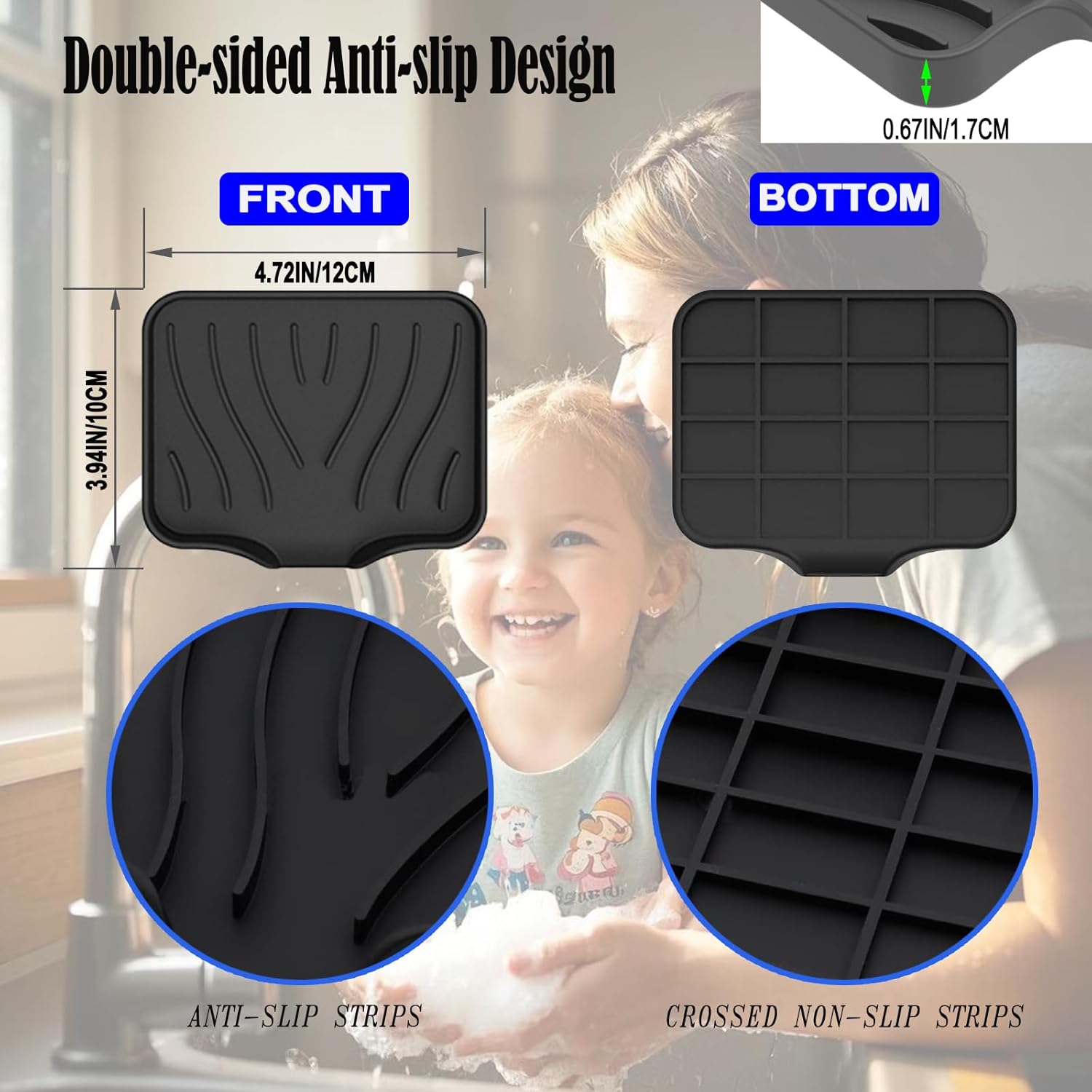 Silicone Soap Dish 2-Pack Black Gray