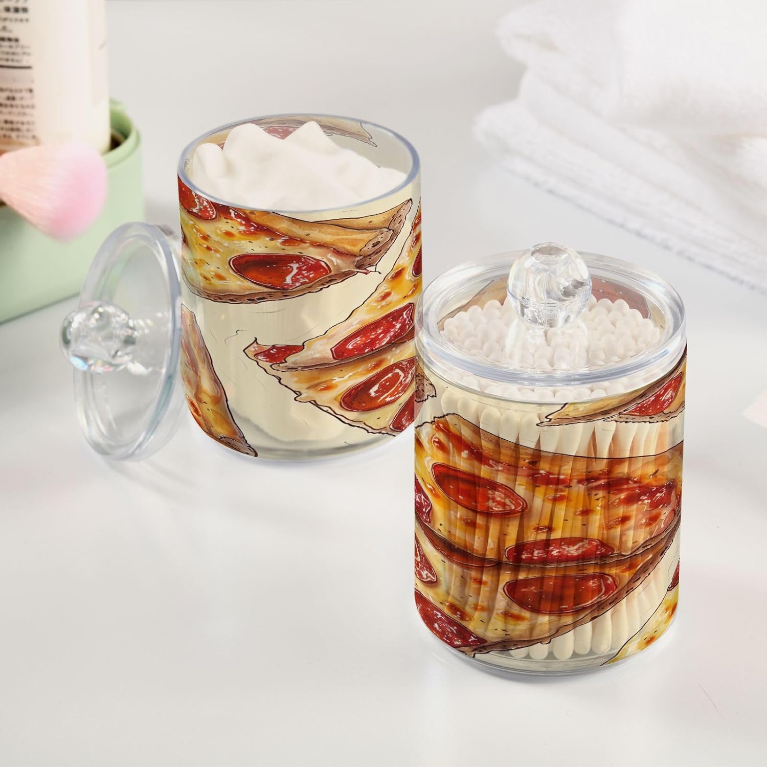 YETTASBIN Clear Jars 2 Pack for Cotton Swabs and Bath Essentials