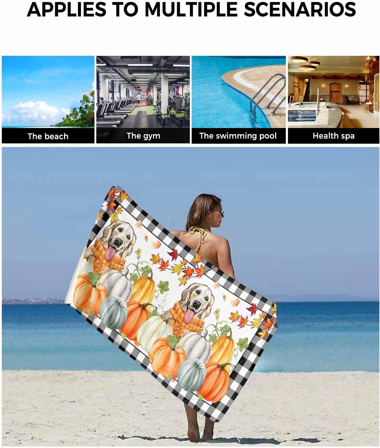 Double Love Thanksgiving Pumpkin Bath Towel Set - 3 Piece Microfiber Towels