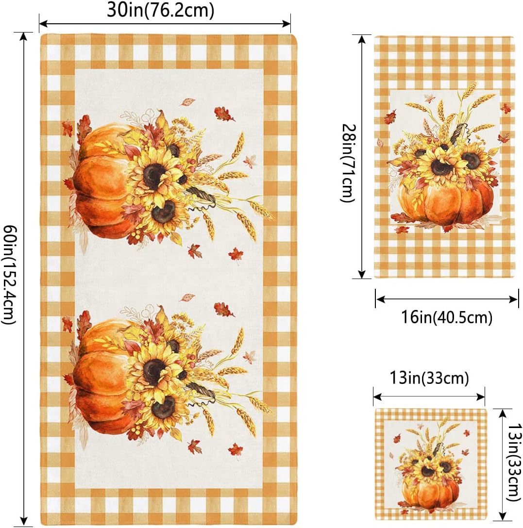 Chees D Zone Orange Pumpkin Sunflower Bath Towel Set