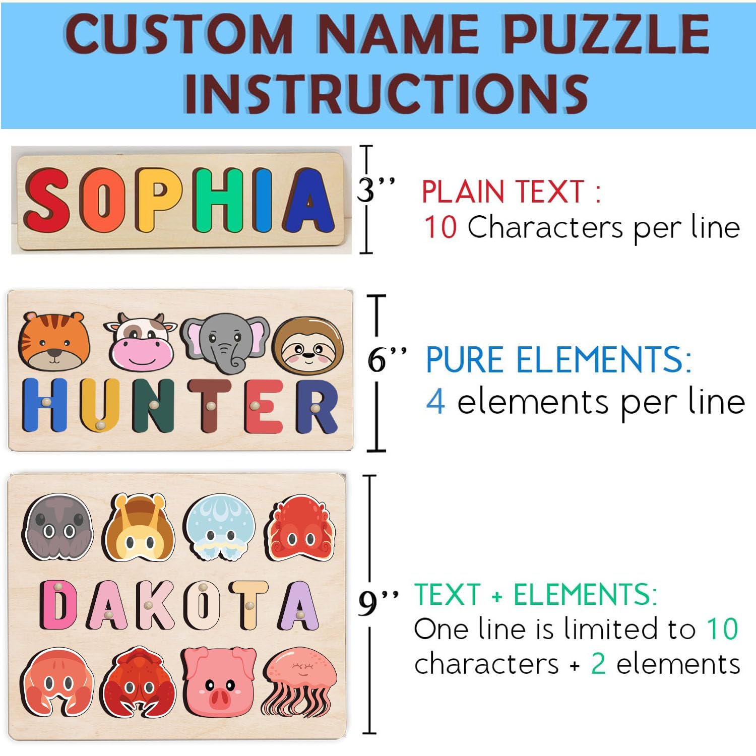 Personalized Wooden Name Puzzle for Kids 1-3