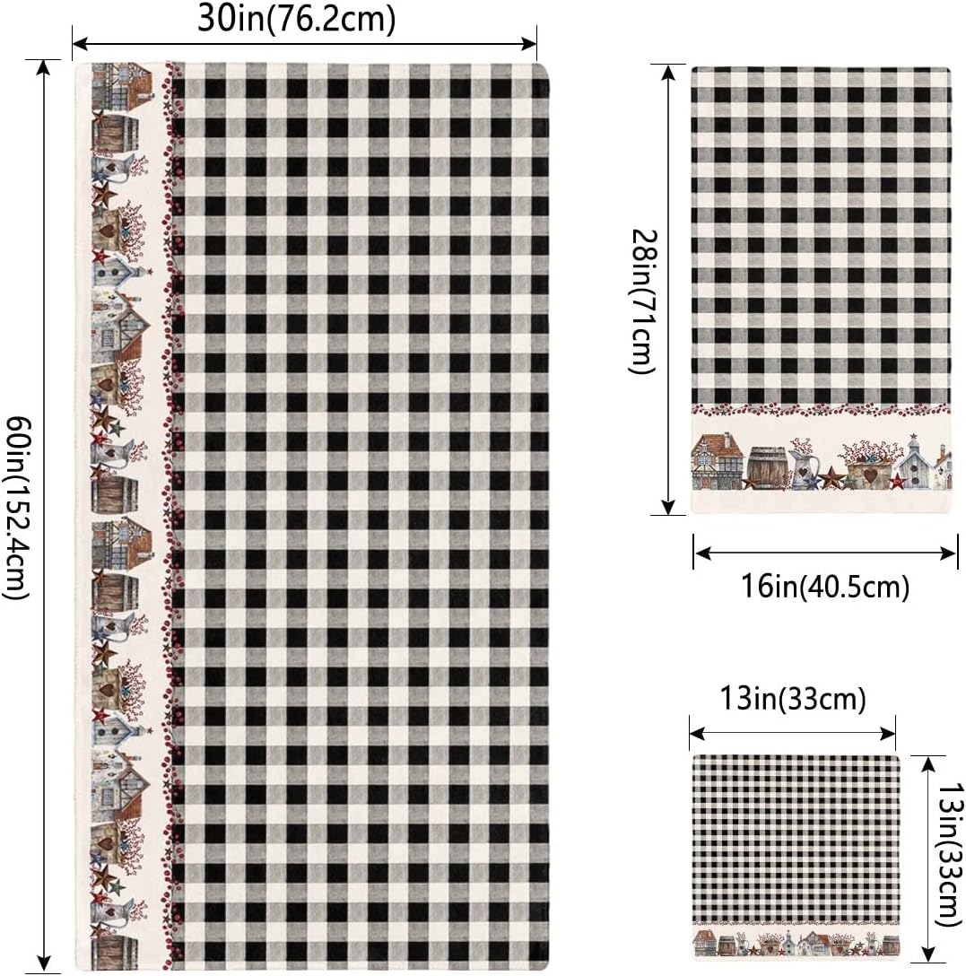 Shine-Home Rustic Black Buffalo Check Towel Set 1