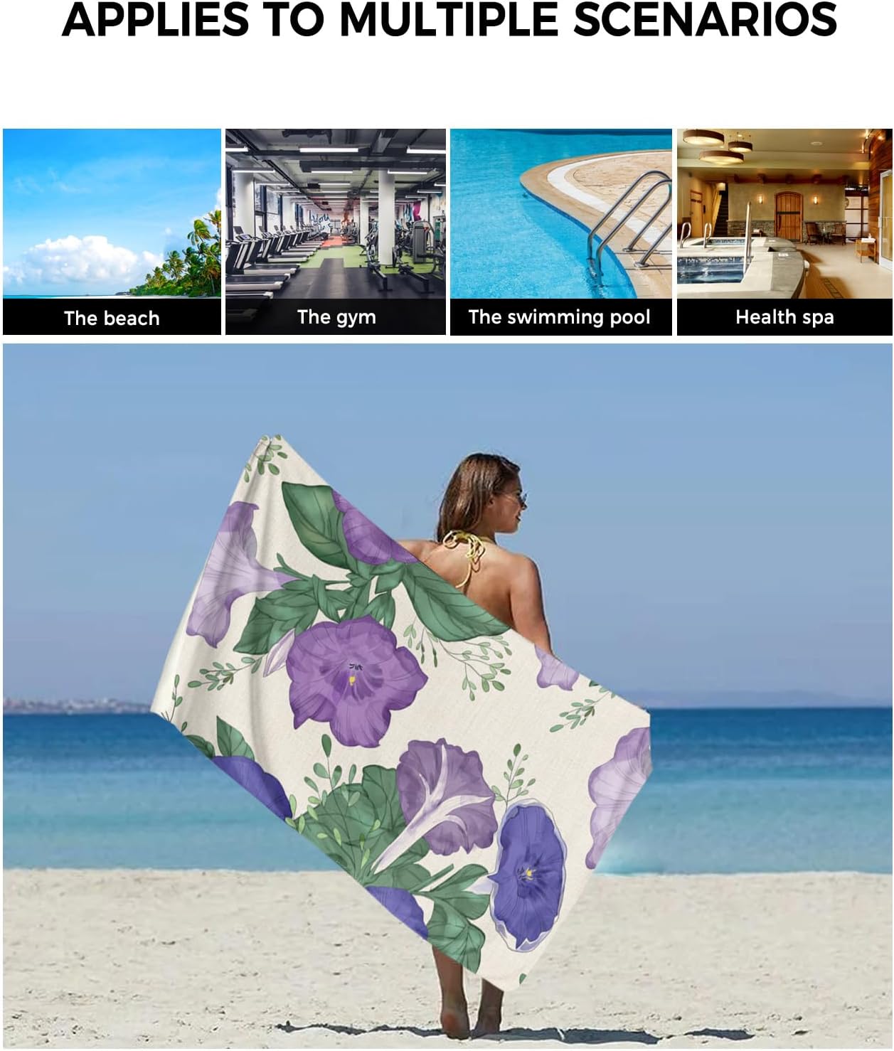 Smile Sunflower Bath Towels Set of 3 with Morning Glory Design