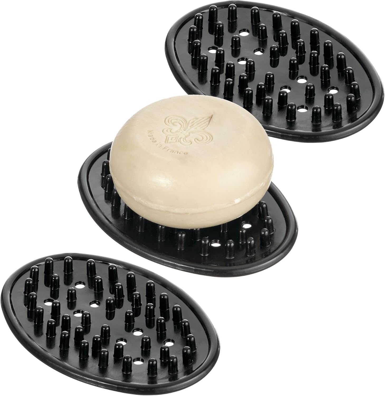 InterDesign iDesign Saver Soap Dish Set of 3 Black