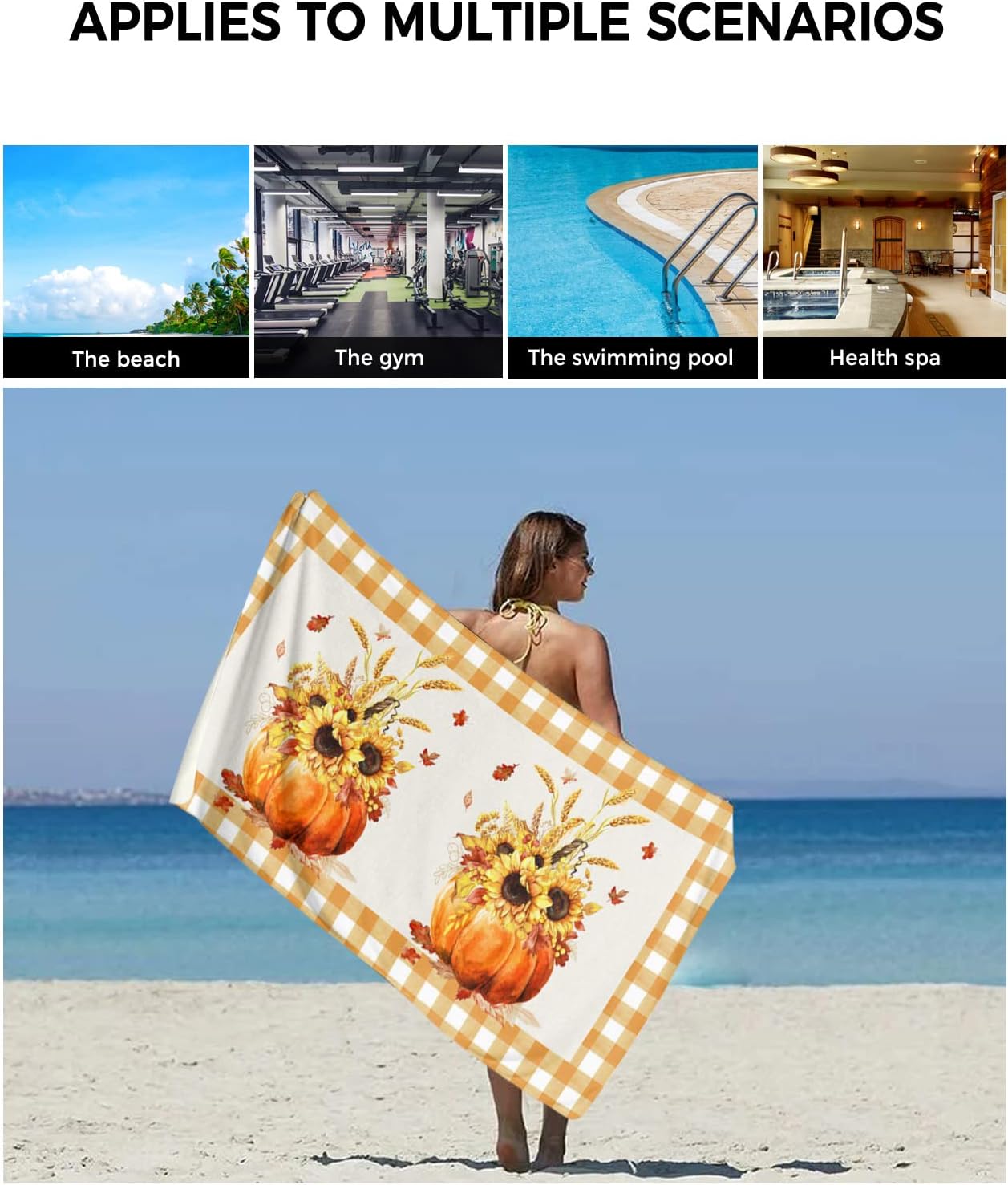 Chees D Zone Orange Pumpkin Sunflower Bath Towel Set