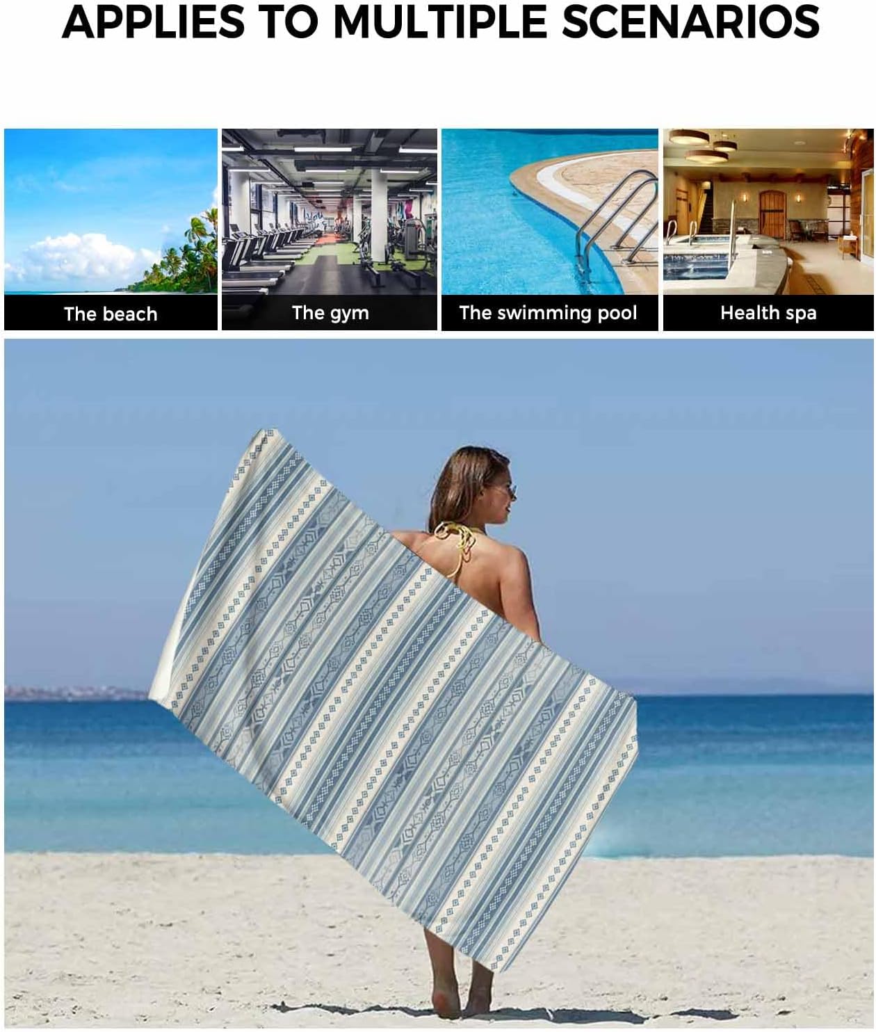Chees D Zone Retro Blue Stripe Bath Towel Set
