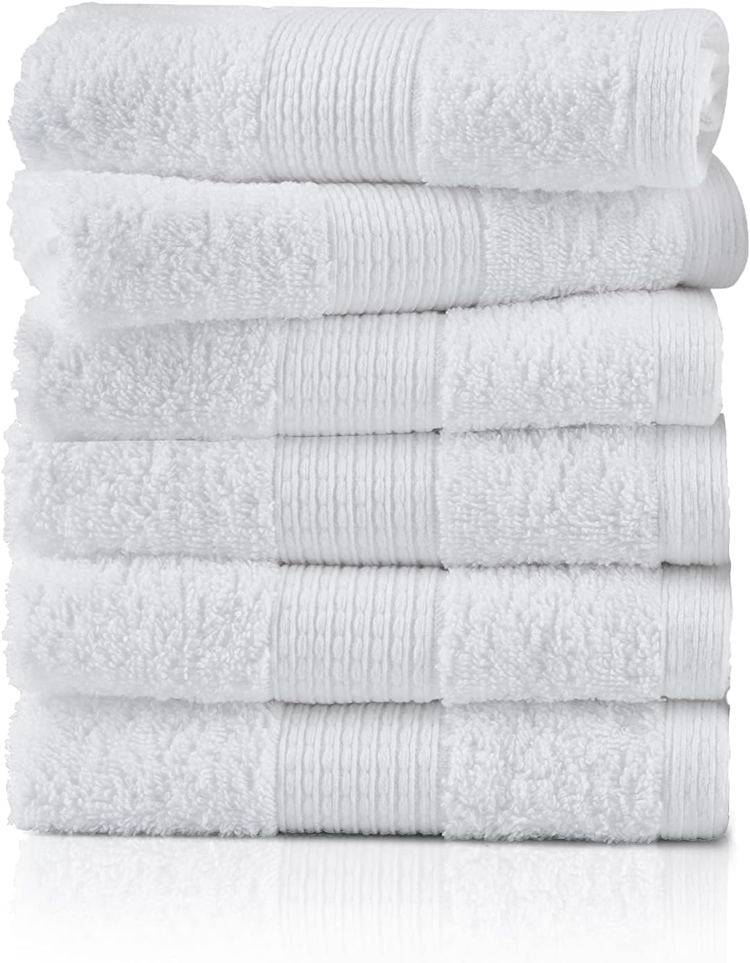 LANE LINEN 6-Piece Hand Towel Set - 16 x 28 Black White