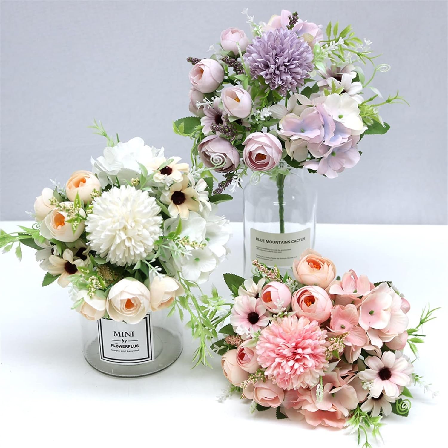 GaRcan Artificial Flowers with Pots 1pc Mixed Peony Hydrangea Silk Bouquet 1
