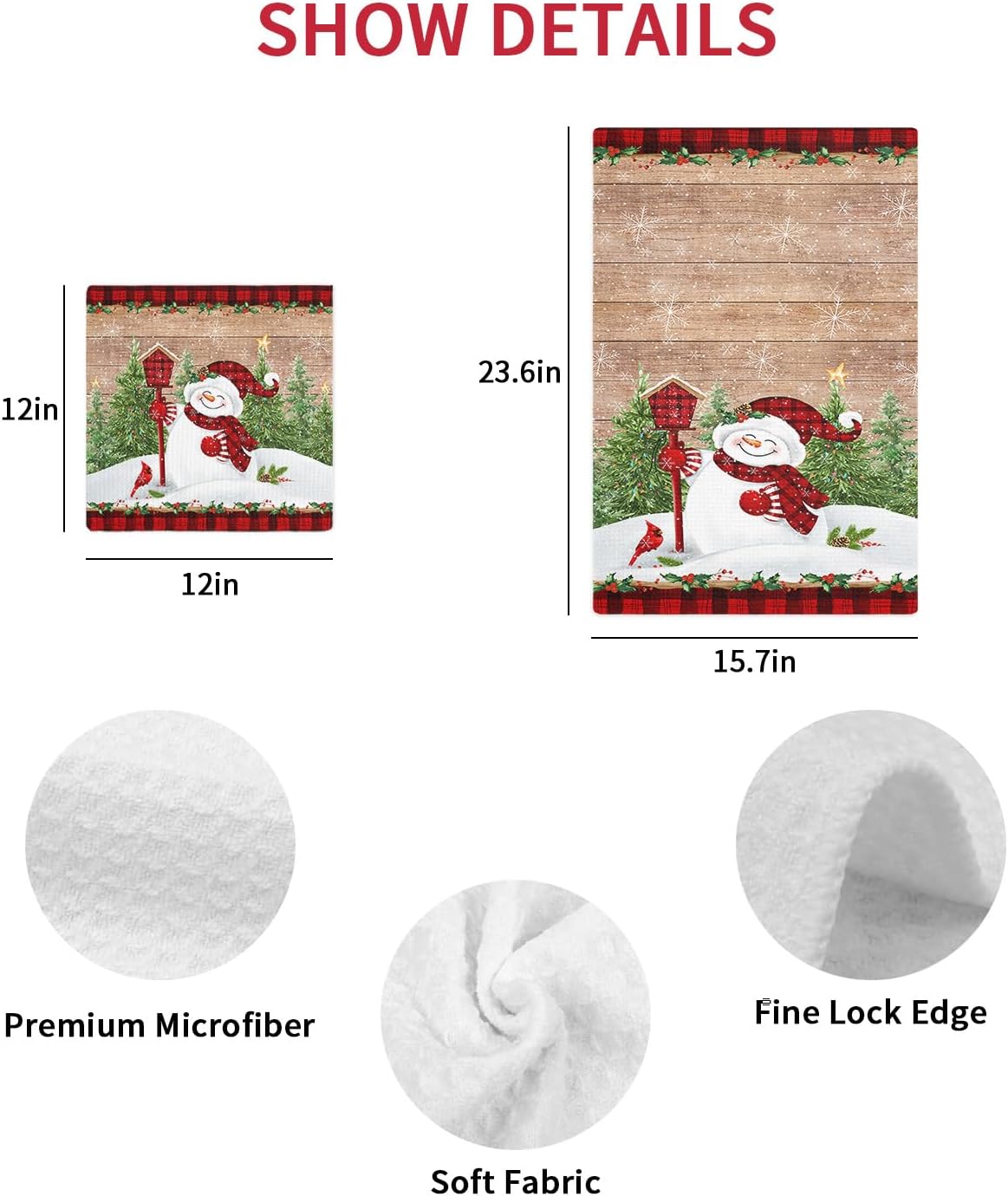 Falaniique Snowman Waffle Towel Set of 4 Wood Brown 157x236 1