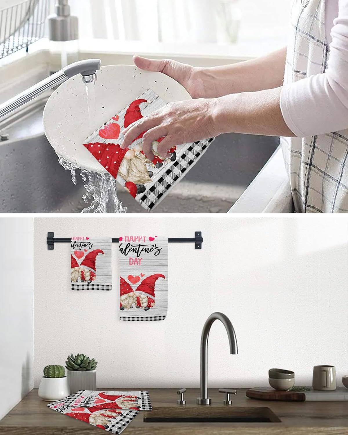 Falaniique Watercolor Gnomes Waffle Towel Set of 3