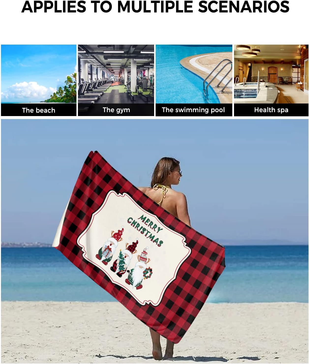 Shine-Home Check Red Black Towel Set for Bathroom 1