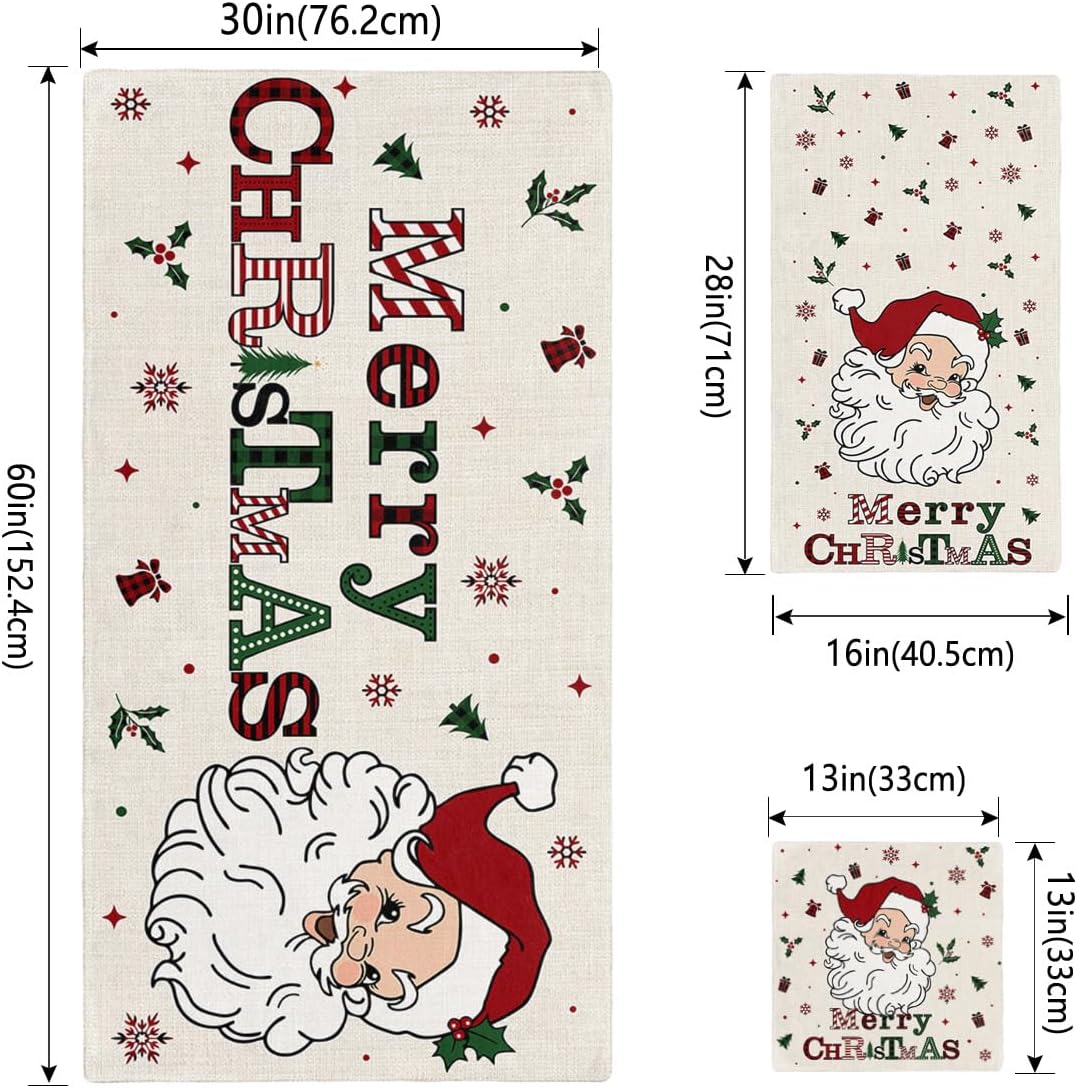 Christmas Bath Towels Set of 3 - Santa Pattern