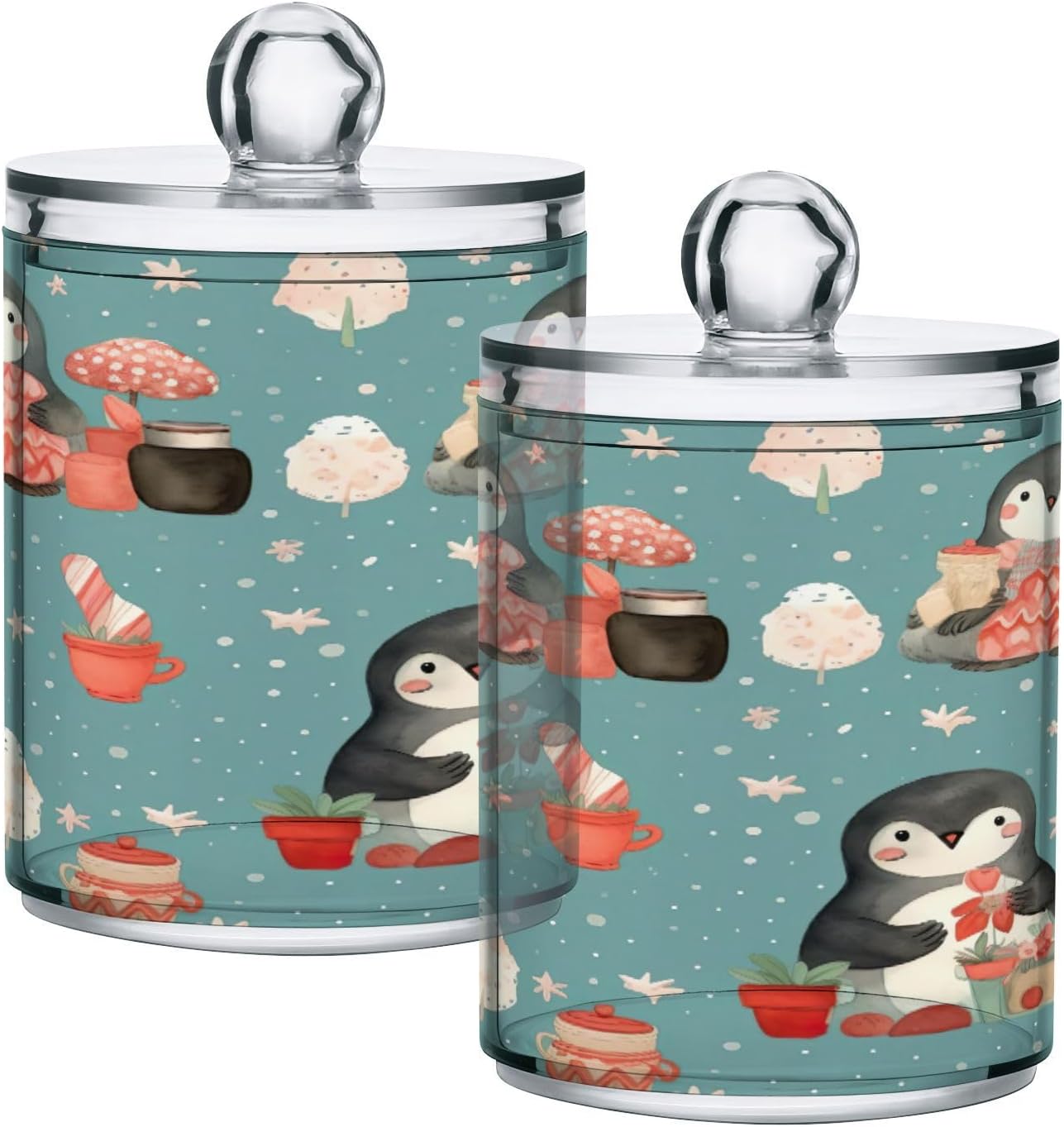YETTASBIN 2 Pack Clear Plastic Storage Jars for Bathroom and Kitchen