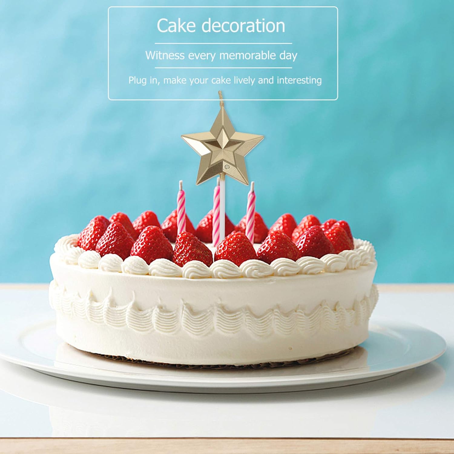 Alipis 16 Pcs 3D Star Birthday Cake Candle Decorations