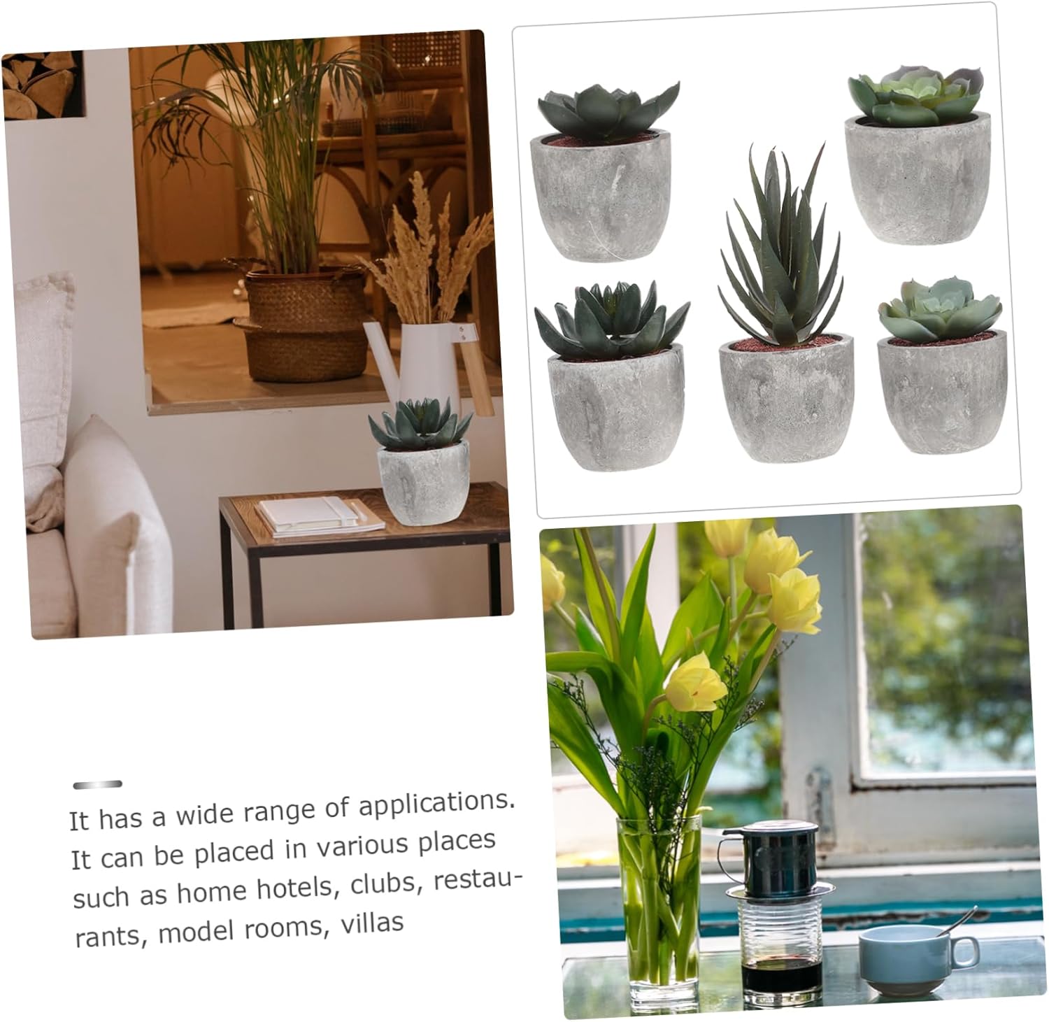 Alipis 5Pcs Artificial Succulent Plants with Pots