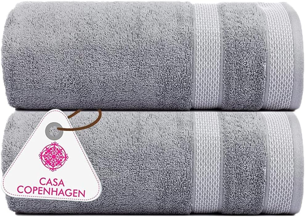 CASA COPENHAGEN Solitaire Grey Violet Bath Towel Set of 2