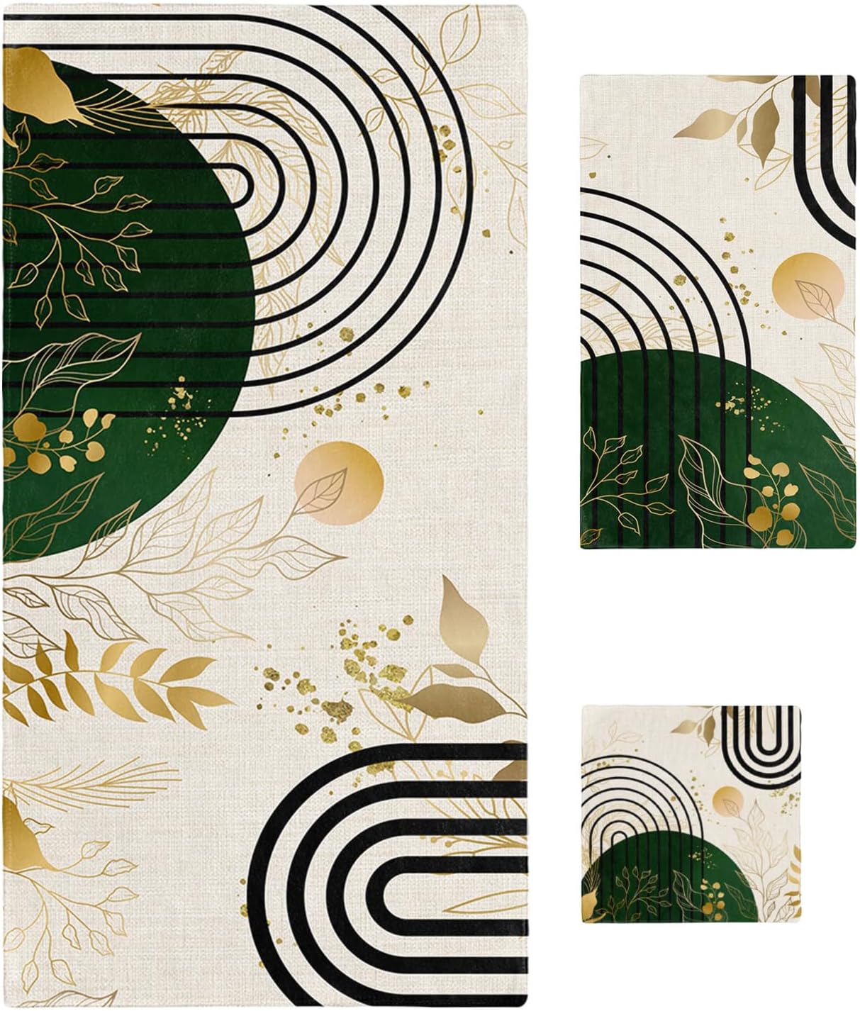Smile Sunflower 3-Piece Towel Set - Boho Beige Linen