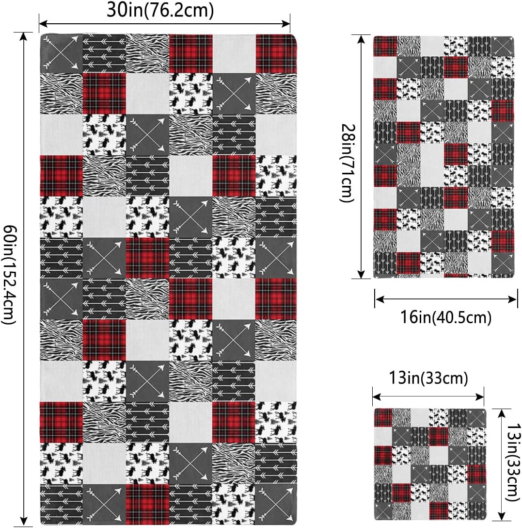 Shine-Home Geometric Check Patchwork Towel Set