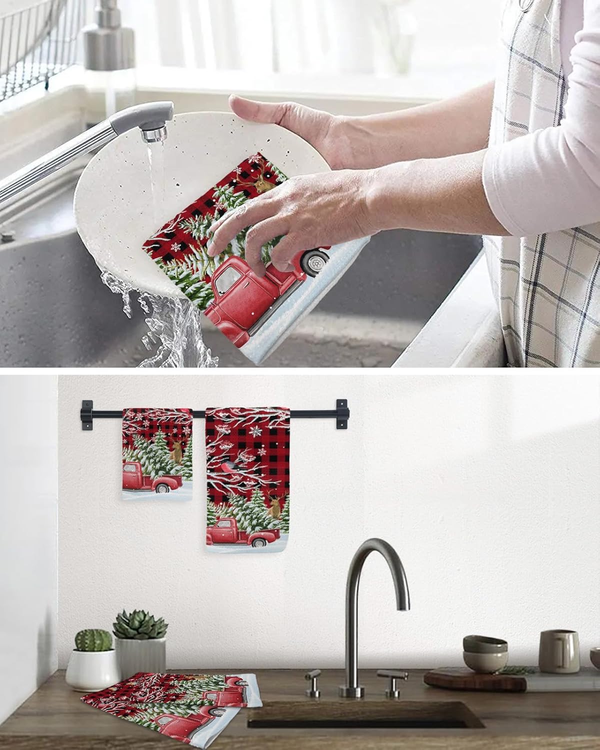 Falaniique Christmas Waffle Towel Set of 2 1