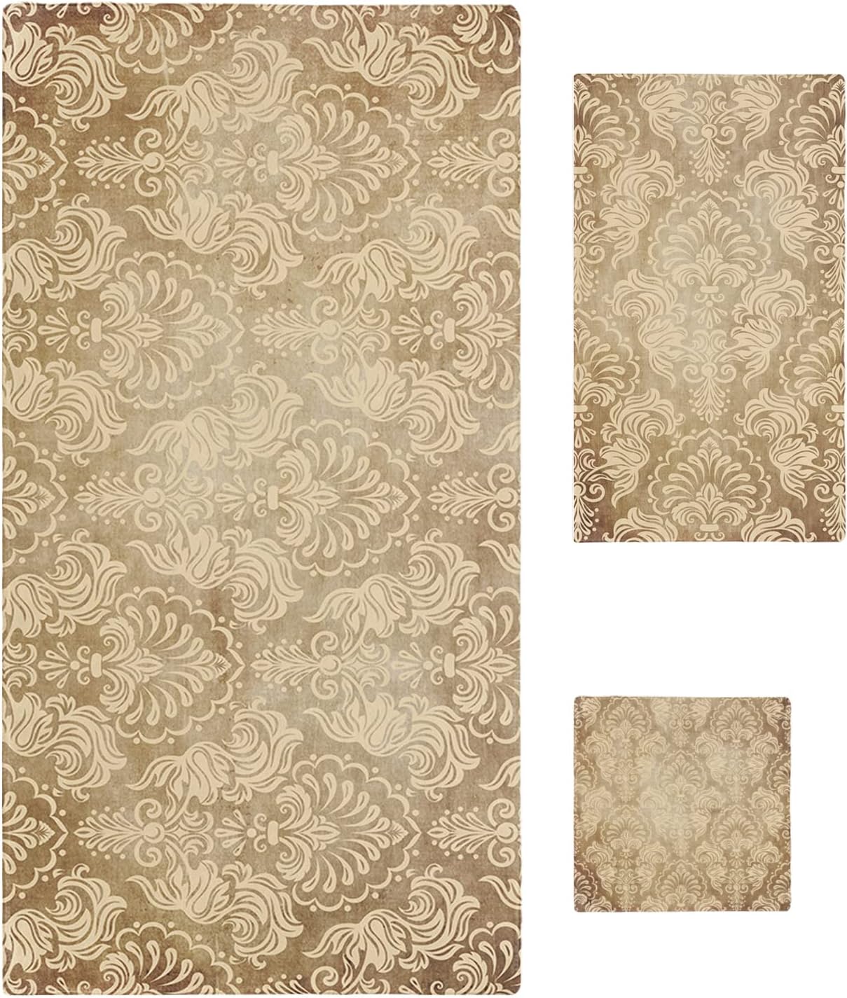 ZOE GARDEN Retro Bathroom Towel Set with Decorative Flowers Pattern