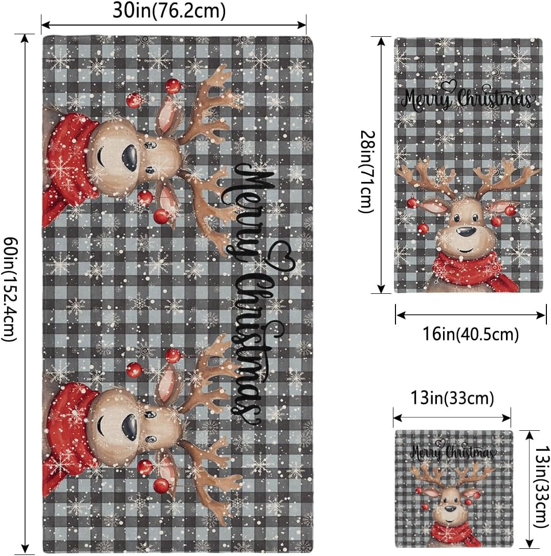 ZOE GARDEN Christmas Grey Bathroom Towel Set 3-PC