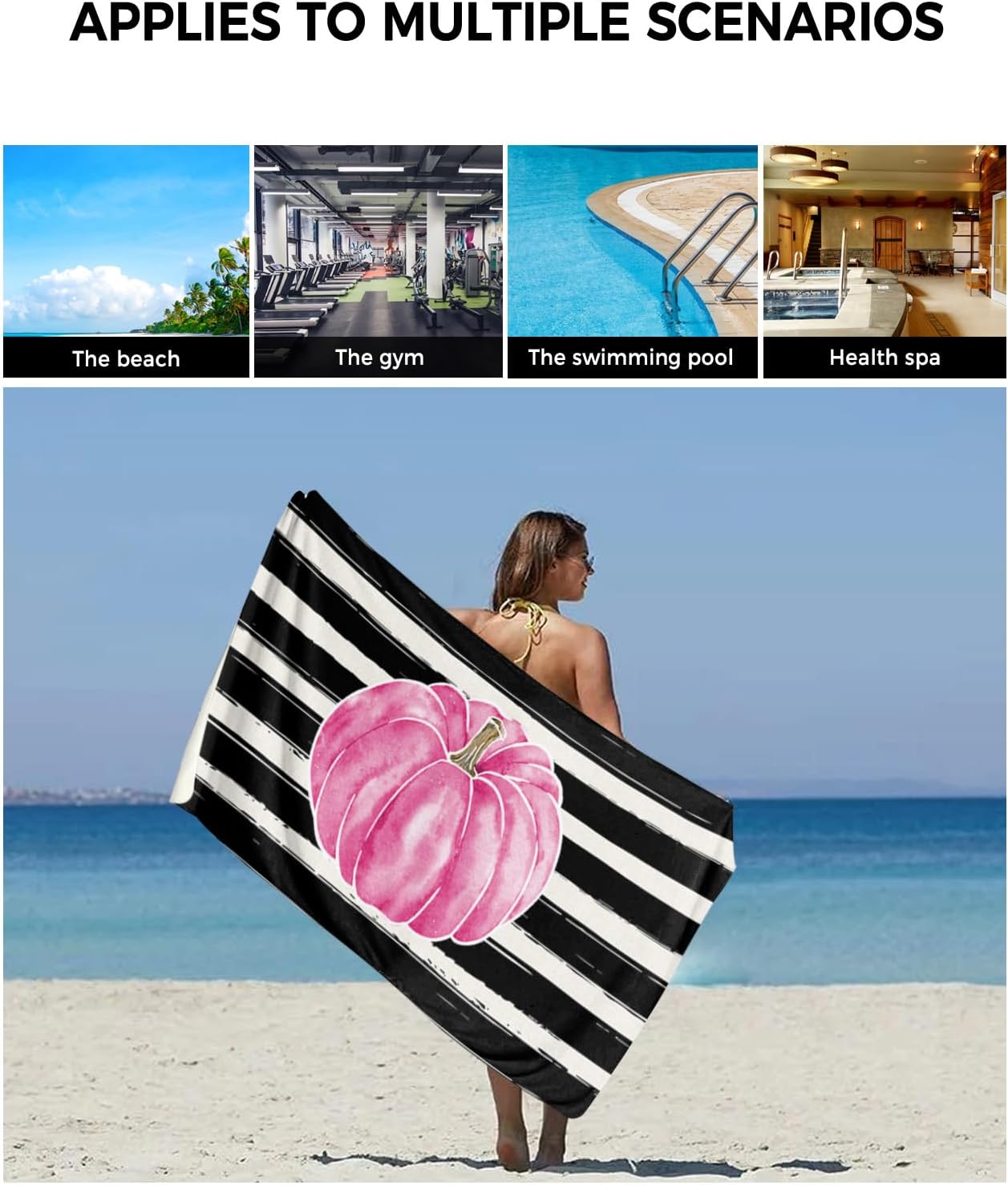 Chees D Zone 3 Piece Bath Towel Set with Pink Pumpkin Design