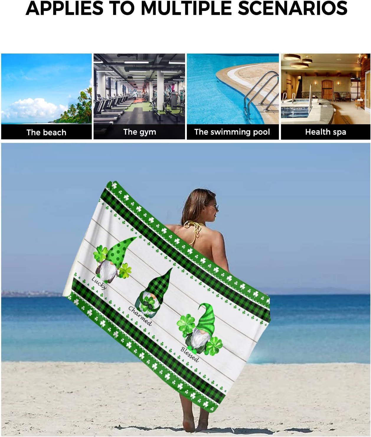 ZOE GARDEN Green Shamrock Towel Set with 3 Pieces