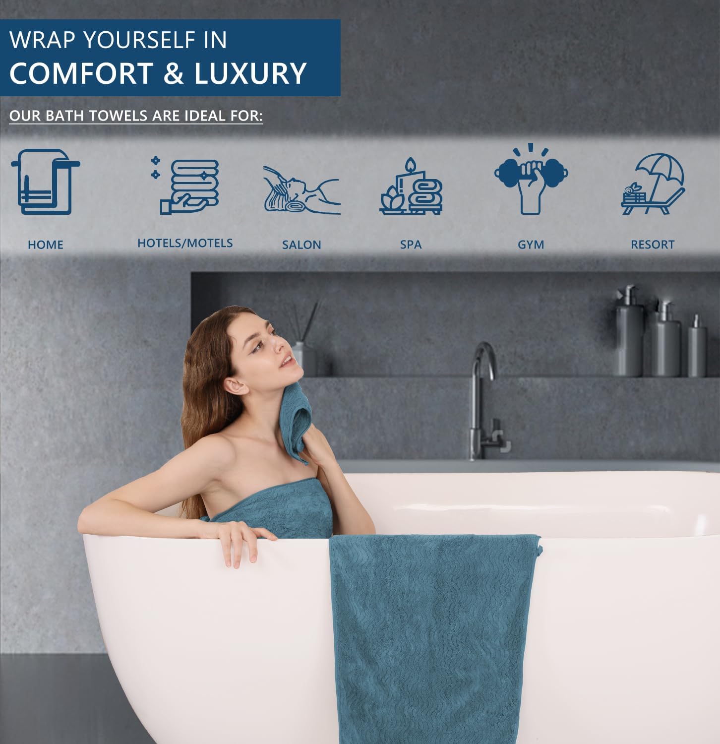 Jessy Home 8 Piece Turquoise Towel Set