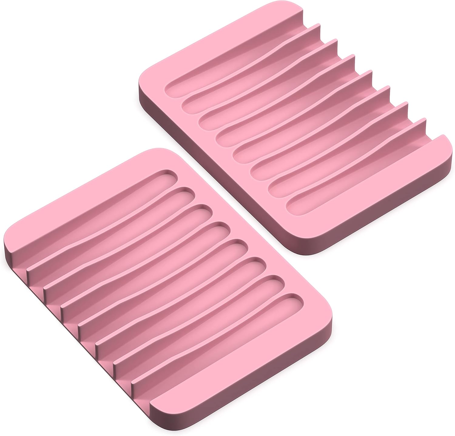 Z ZAPPOWARE 2-Pack Silicone Soap Dish with Drain - Pink 1