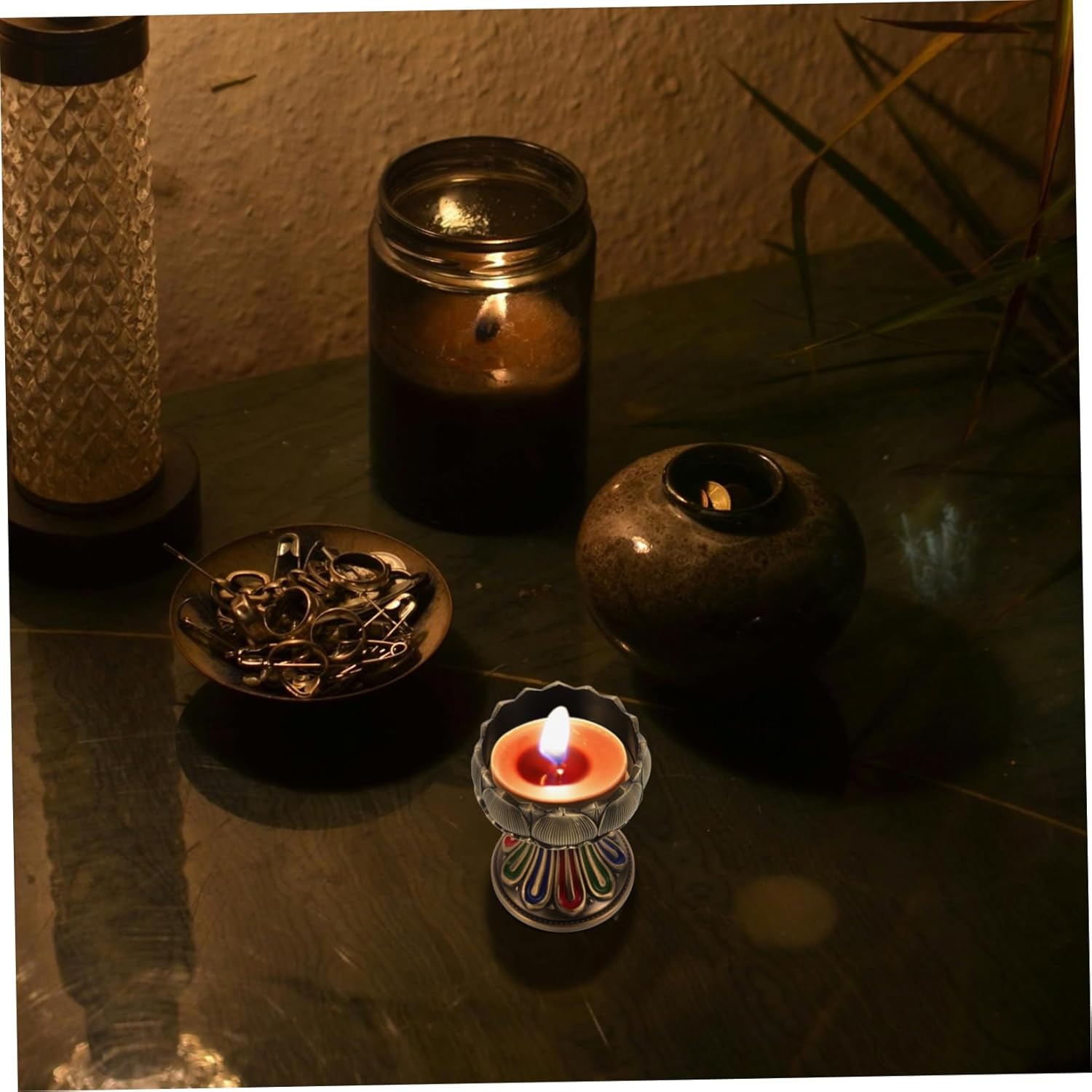 NULYLU Buddhist Style Lotus Candle Holder