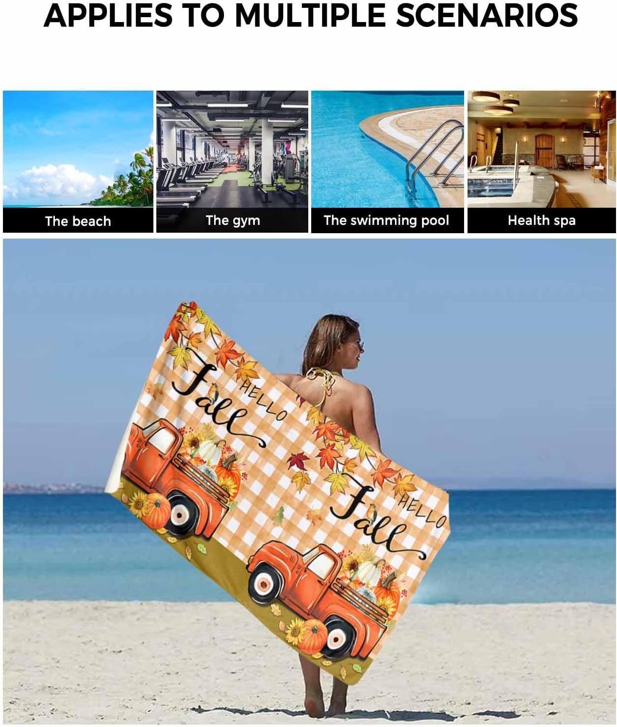 Double Love Thanksgiving Plaid Towel Set - Fall Orange Pattern