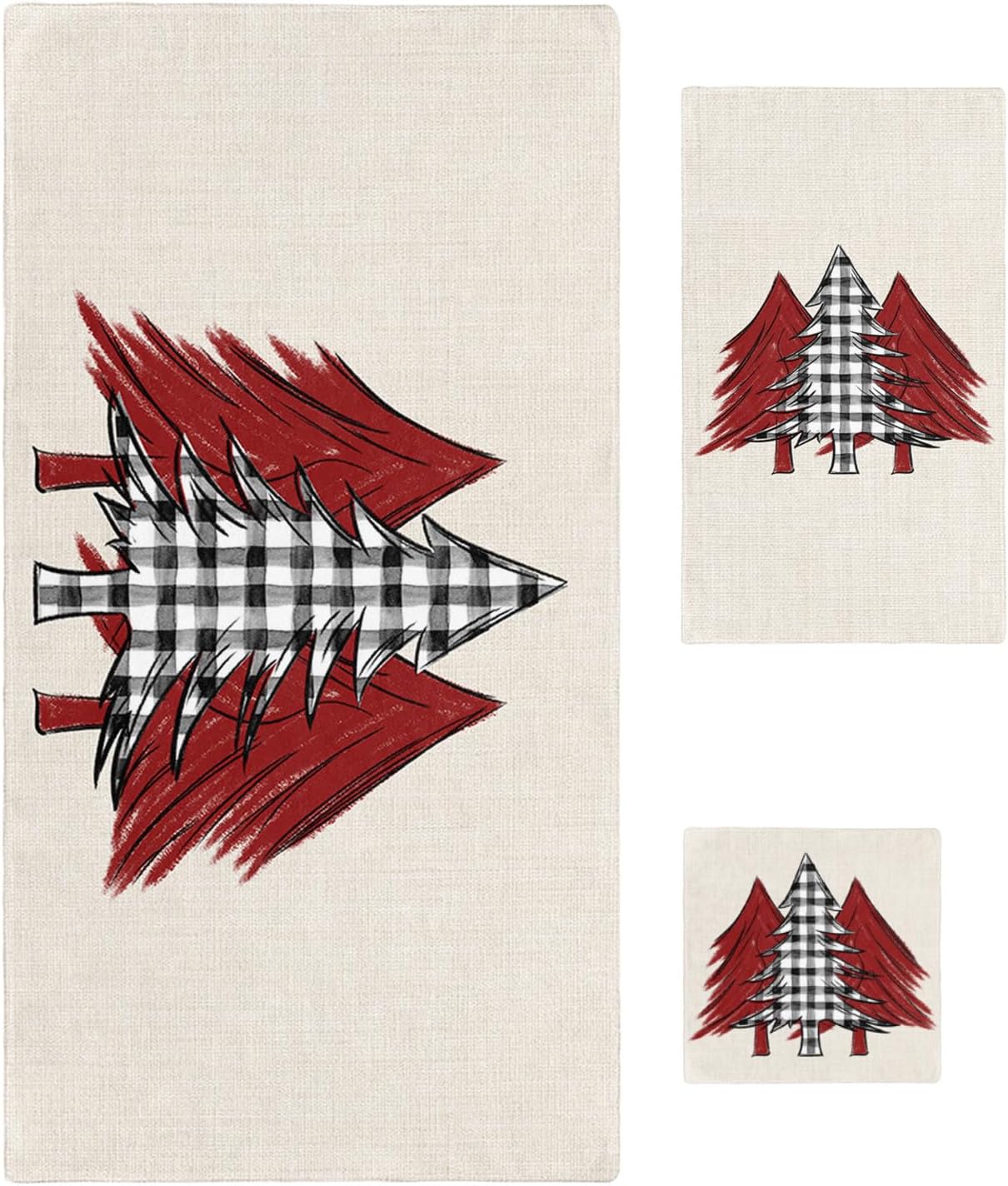 ZOE GARDEN Christmas Tree Checkered Towel Set