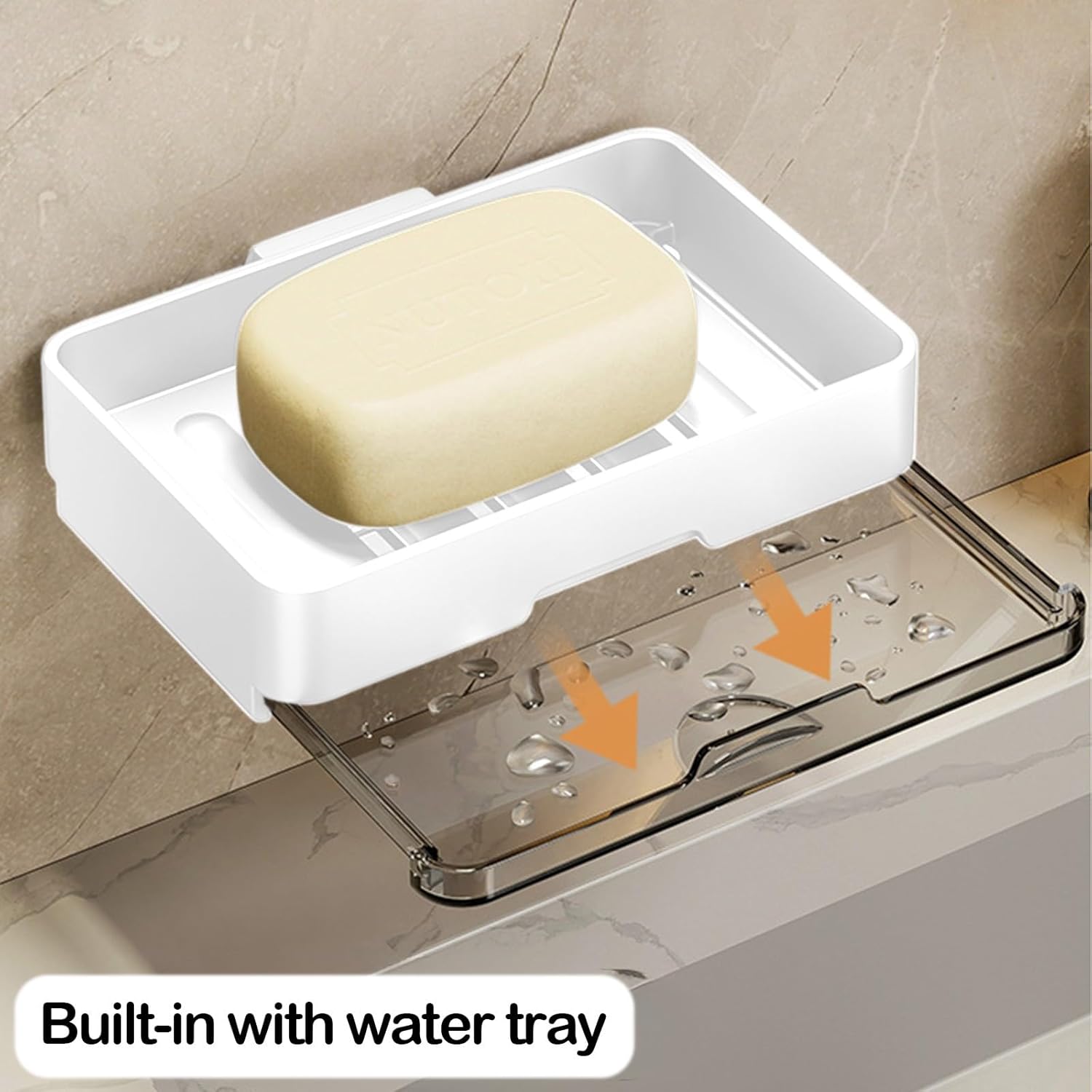 Wall-Mounted No-Punch Soap Box with Suction Cup Holder