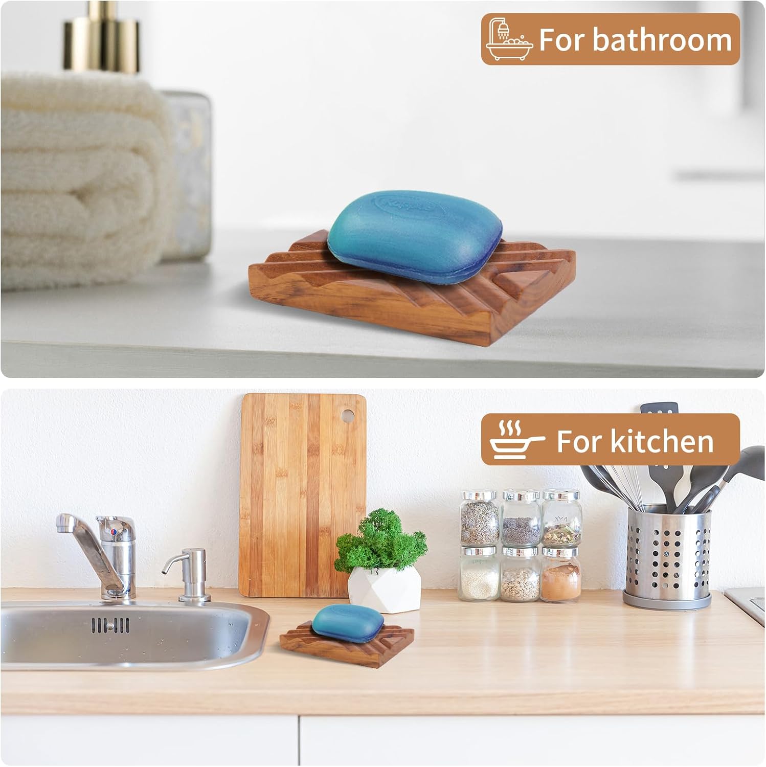 Teak Soap Dish by Casabene for Shower and Kitchen 1