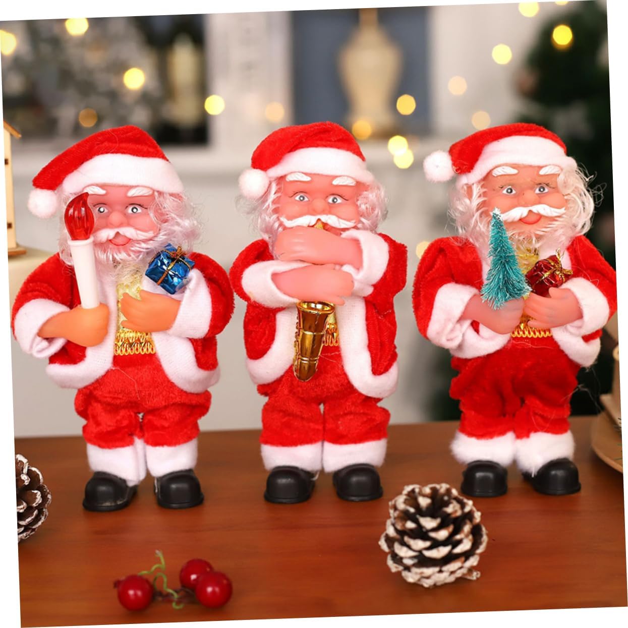 ABOOFAN 3Pcs Electric Santa Claus Christmas Ornament