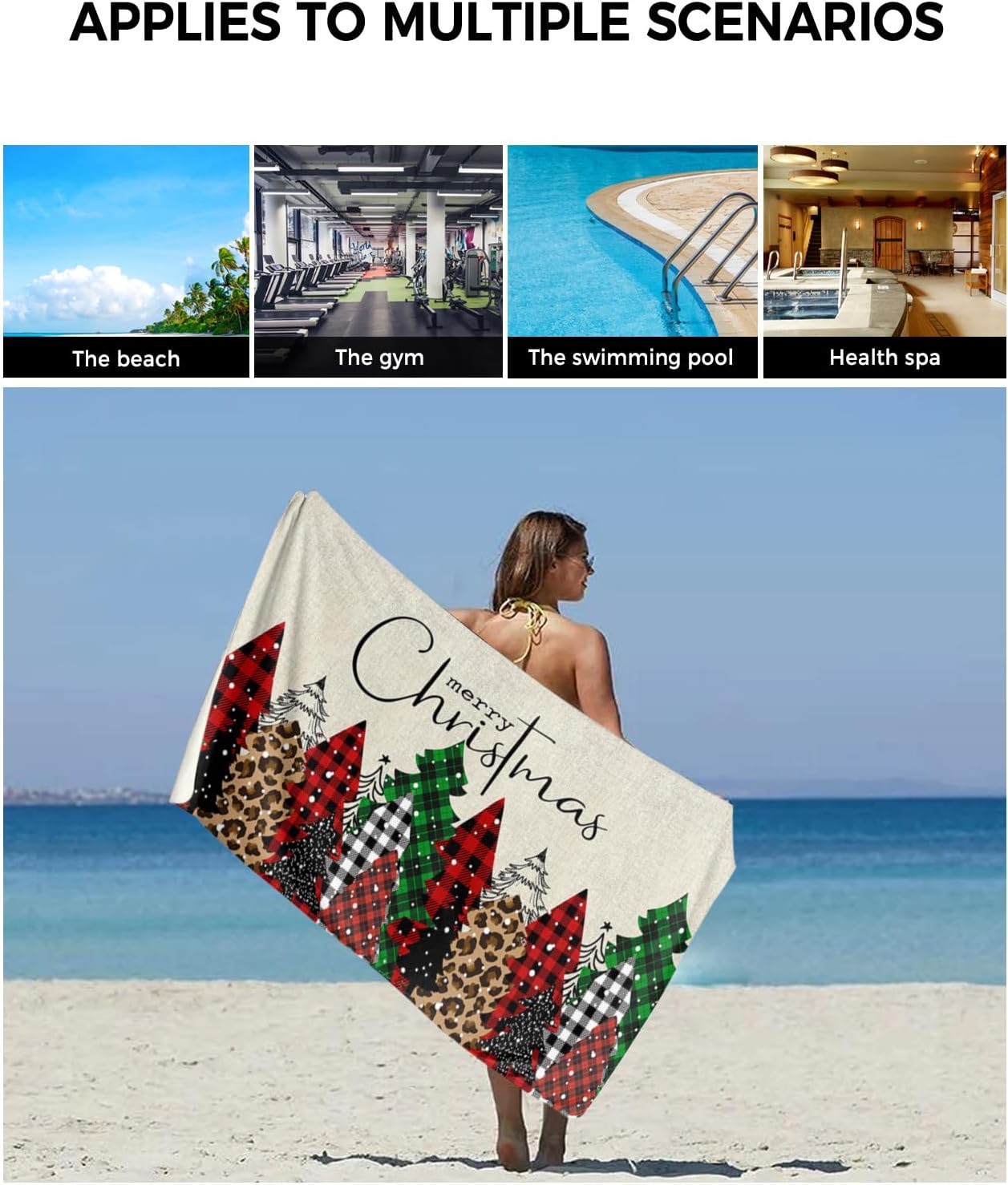 Chees D Zone Christmas Red Green Buffalo Plaid Bath Towel Set