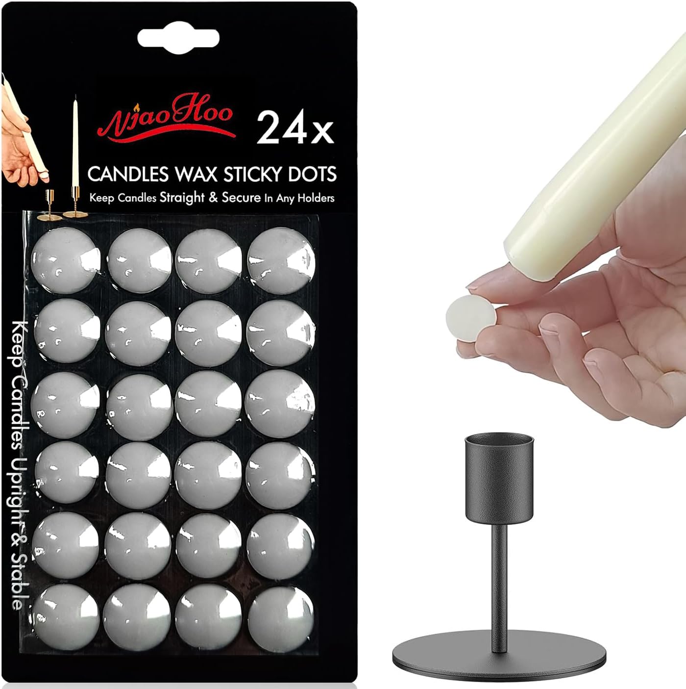 NJAO HOO Taper Candle Adhesive Dots 24 Dots