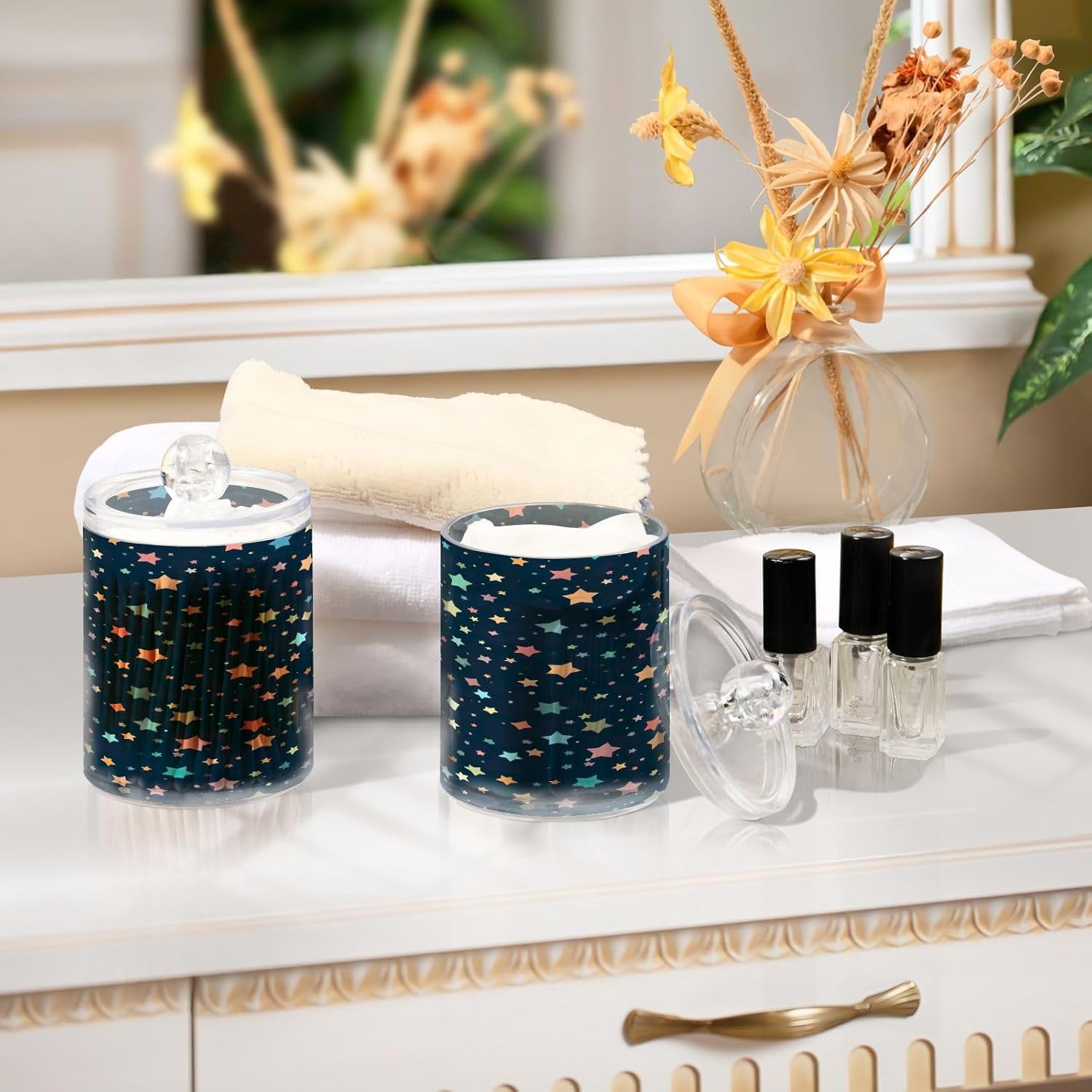 YETTASBIN Star Clear Storage Jars 2 Pack