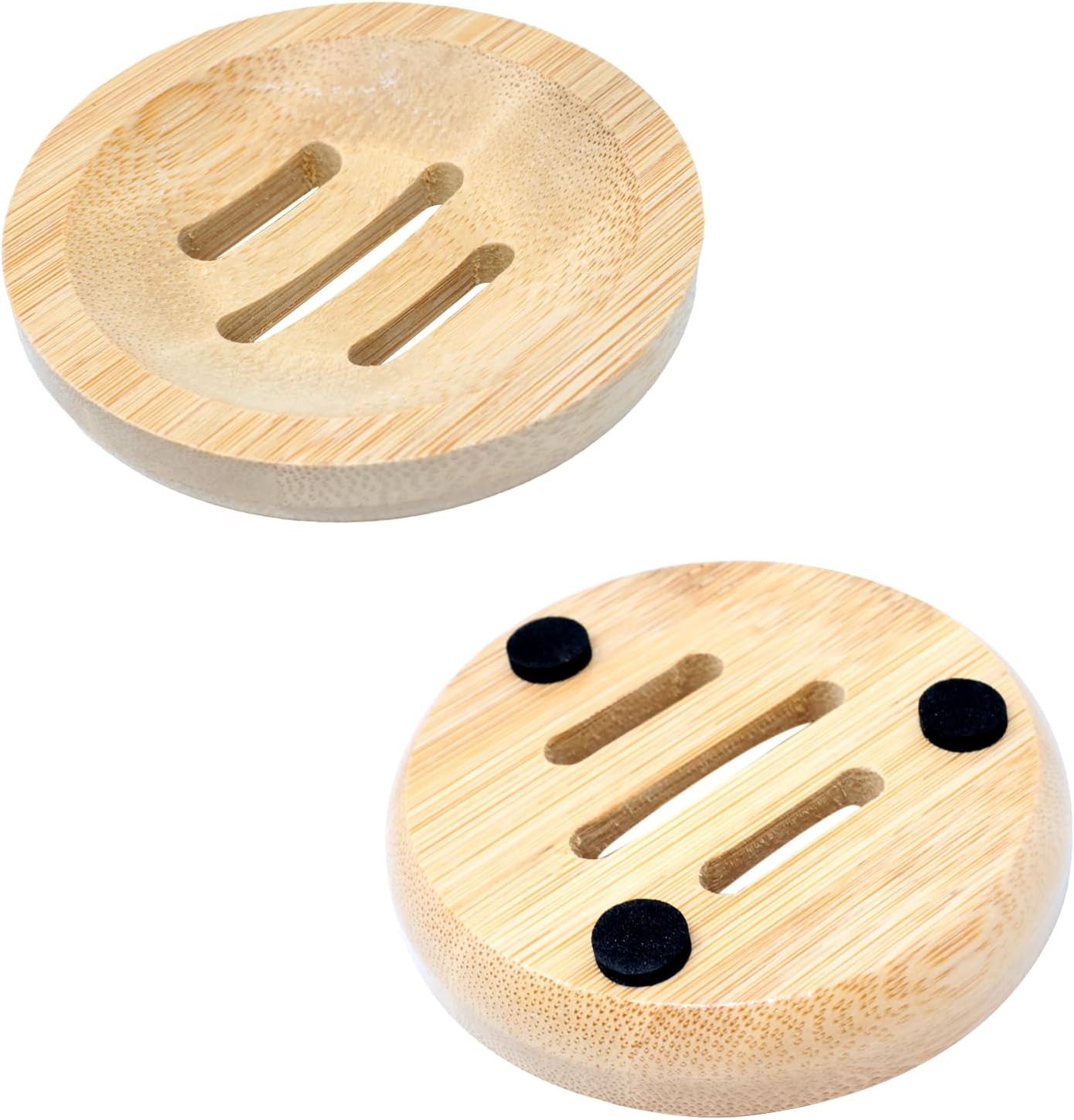 Yueton 2PCS Bamboo Wood Soap Dishes for Bathroom and Kitchen 1