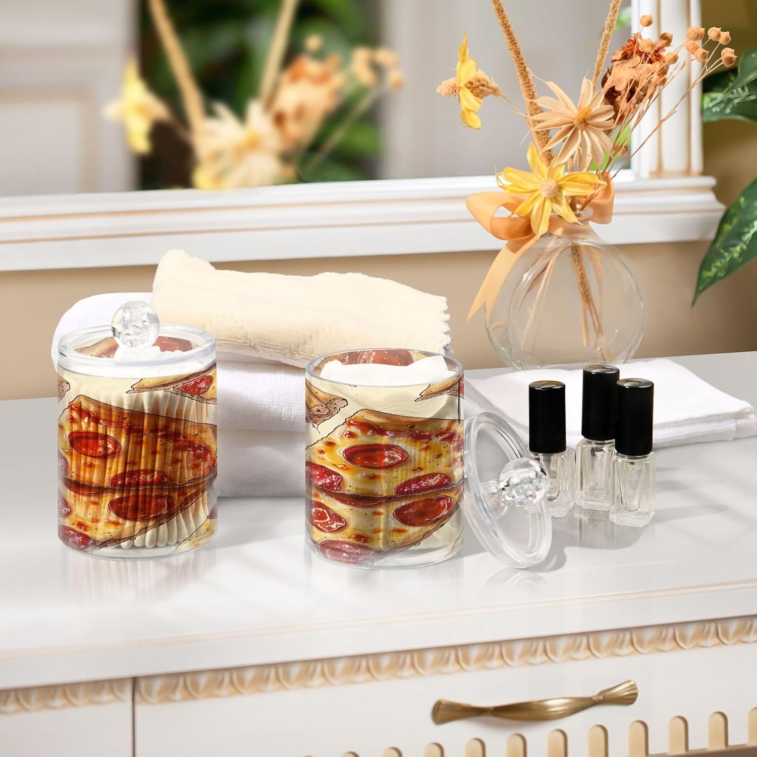 YETTASBIN Clear Jars 2 Pack for Cotton Swabs and Bath Essentials
