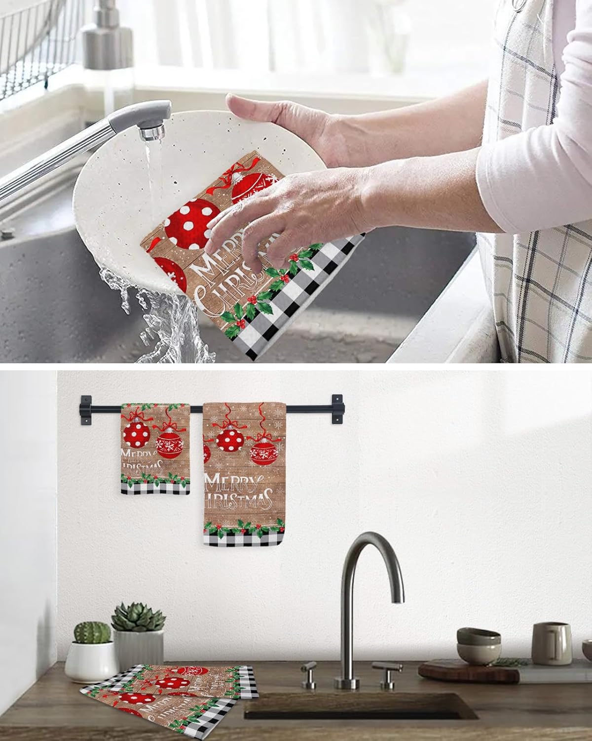 Falaniique Red Waffle Dish Towel Set of 2
