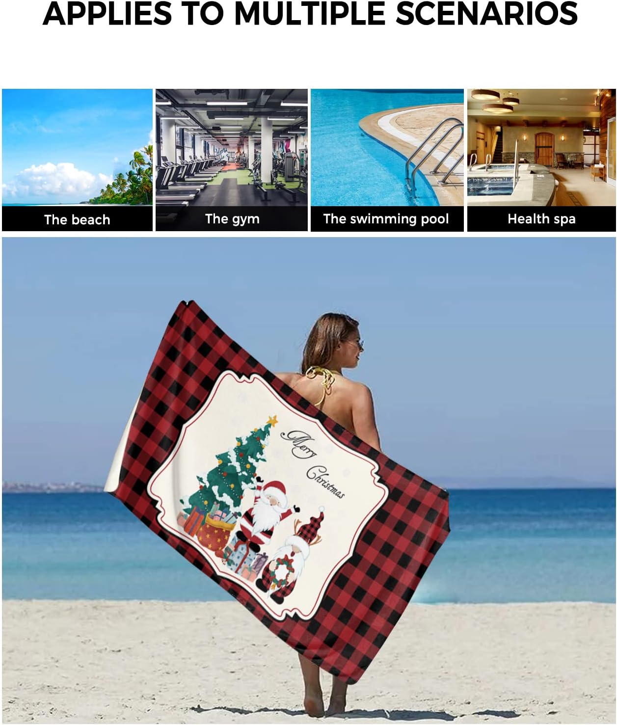 Shine-Home Check Red and Black Towel Set for Bathroom