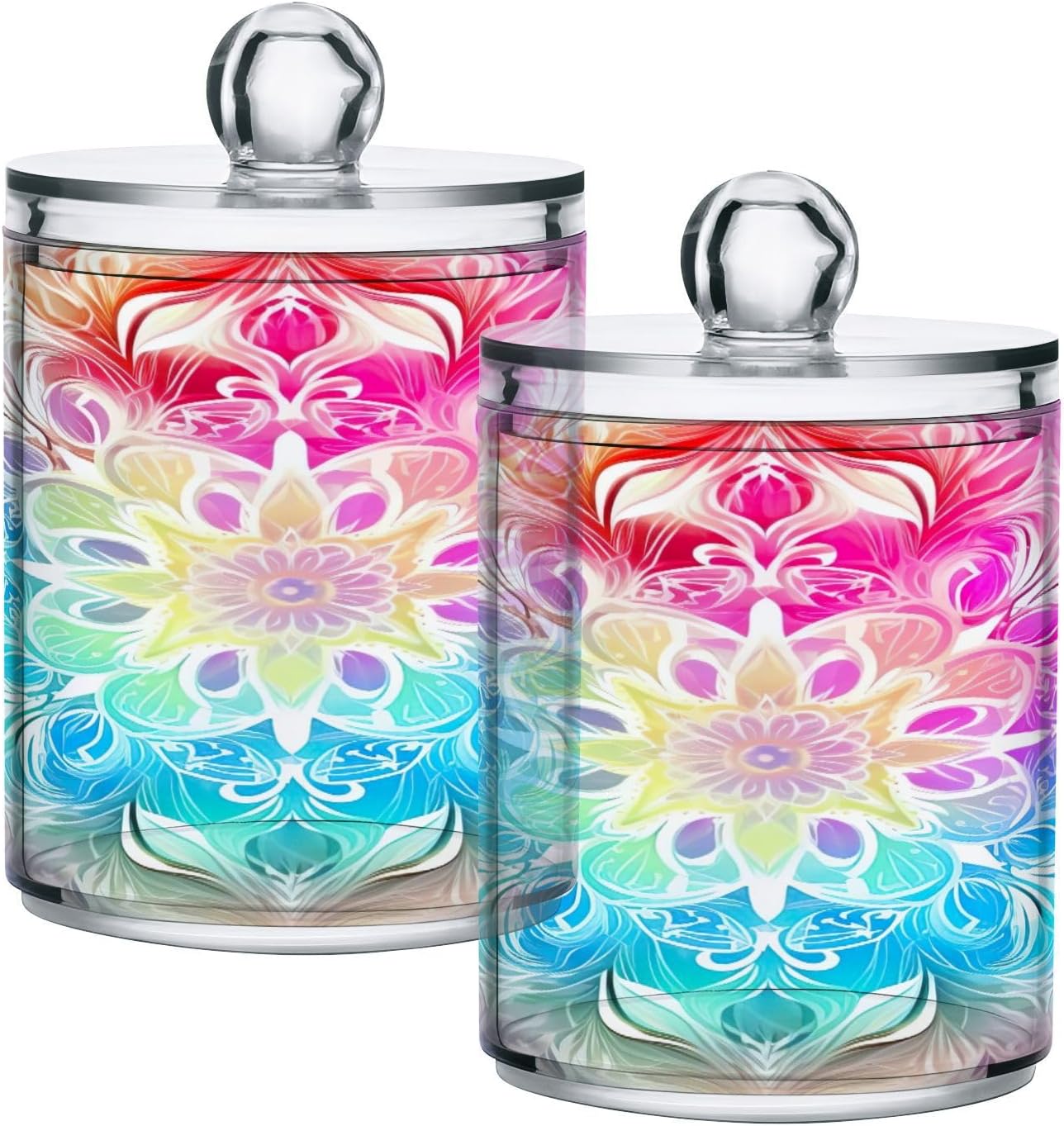 YETTASBIN Mandala Clear Storage Jars 2 Pack
