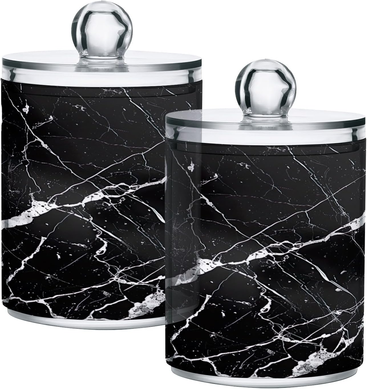 YETTASBIN Marble Clear Storage Jars 2 Pack