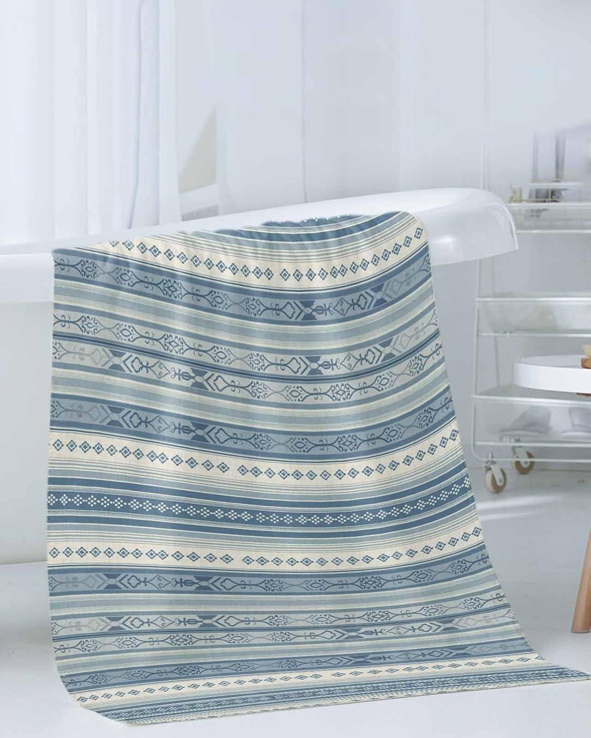 Chees D Zone Retro Blue Stripe Bath Towel Set