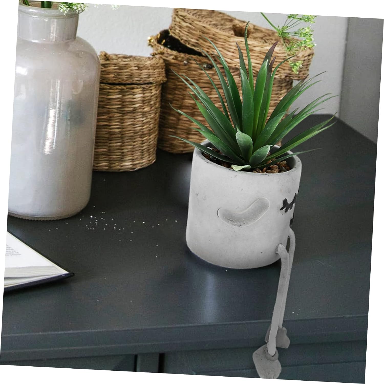 Cute Expression Artificial Succulent Decor Potted Plant