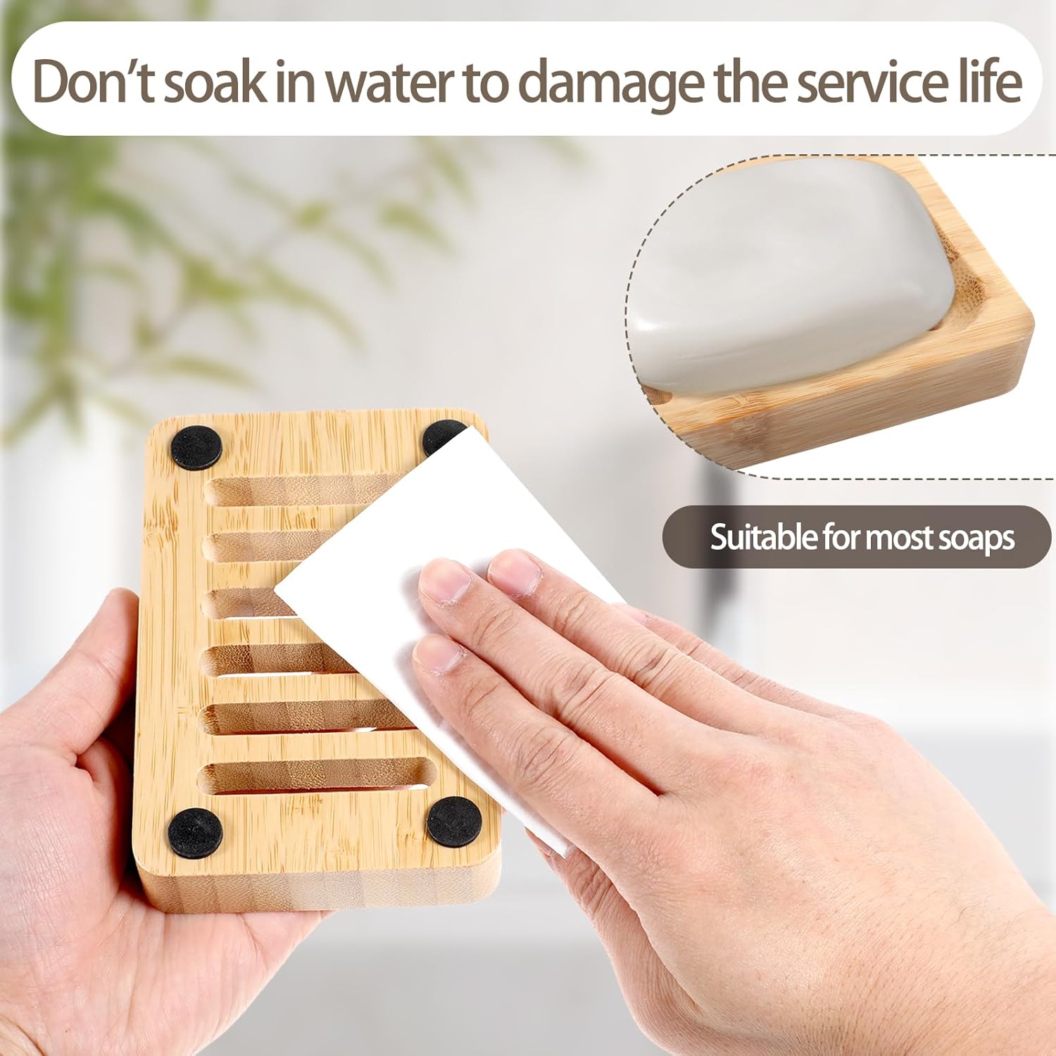 Bamboo Soap Holder 2 Pack - Waterproof and Sturdy