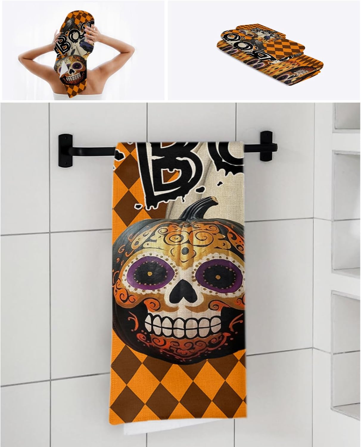 ZOE GARDEN Halloween Towel Set 3-PC Quick Dry Luxury Soft
