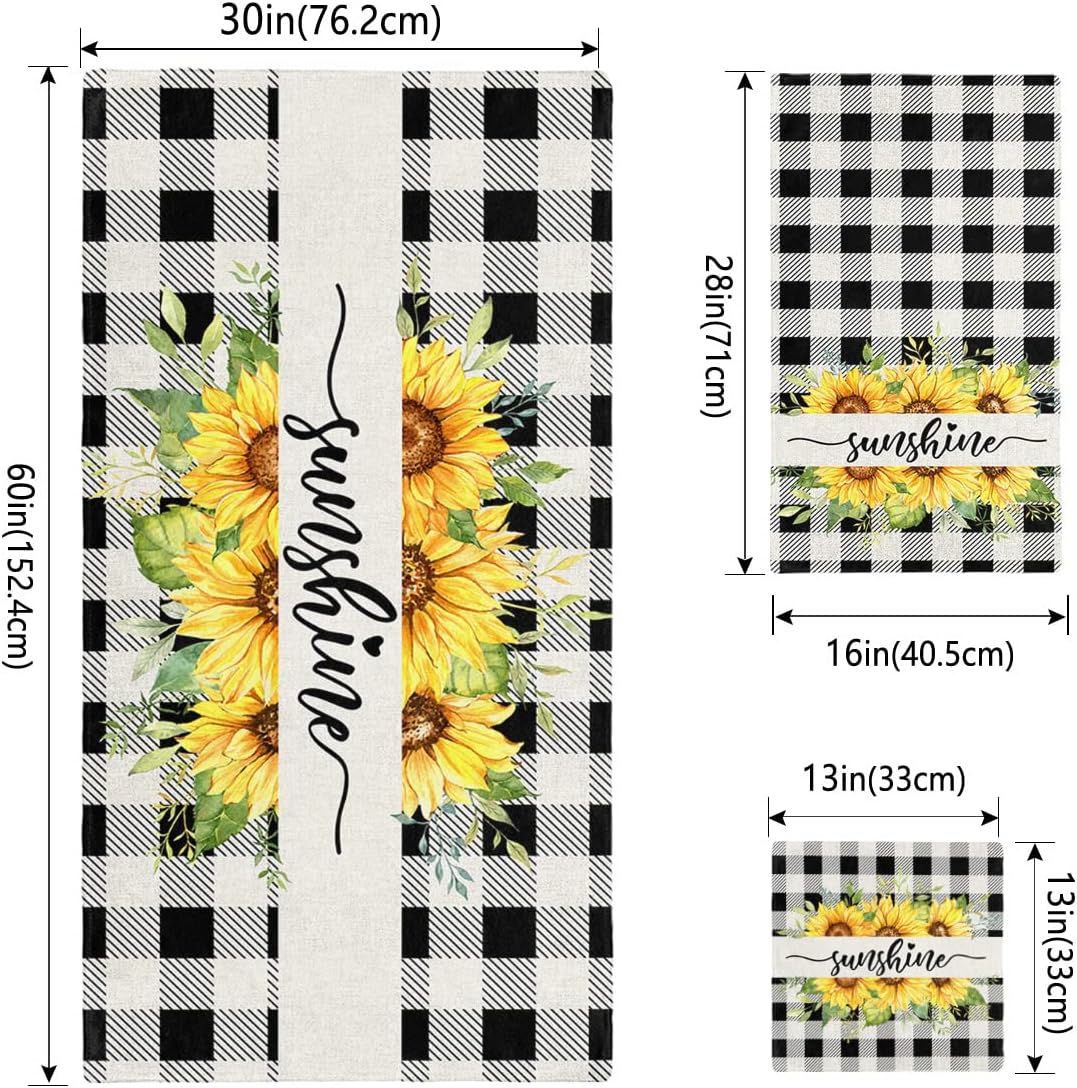 Chees D Zone Summer Sunflower Plaid Bath Towel Set