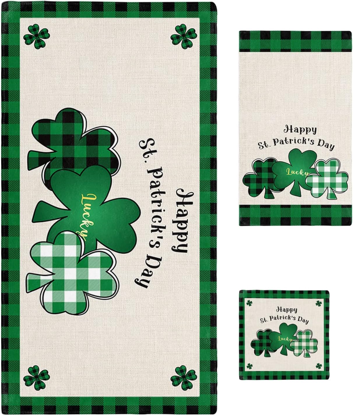 ZOE GARDEN Buffalo Plaid Shamrock Towel Set